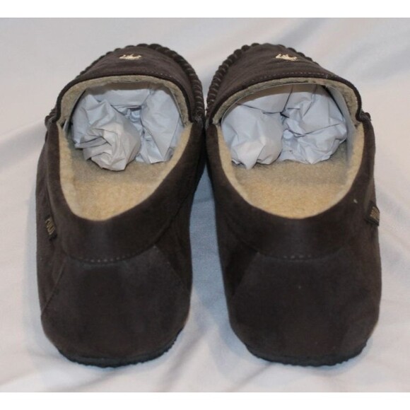 NIB Polo Ralph Lauren Men's Suede Moccasin Slippers BROWN - Picture 5 of 8